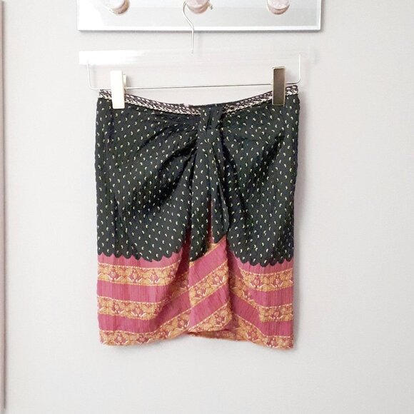 NWOT Zara multicolour dual print boho-inspired mini skirt w/ trim accent, XS - Picture 15 of 16